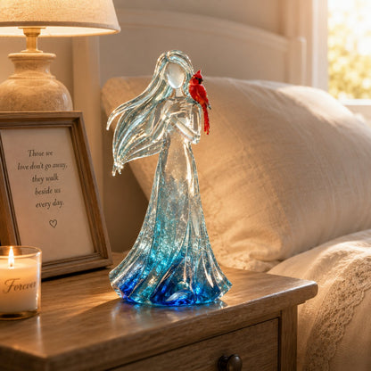 🐦 Cardinal Memorial Woman Figurine – ❤️ Crystal-Inspired Remembrance Gift for Loved Ones