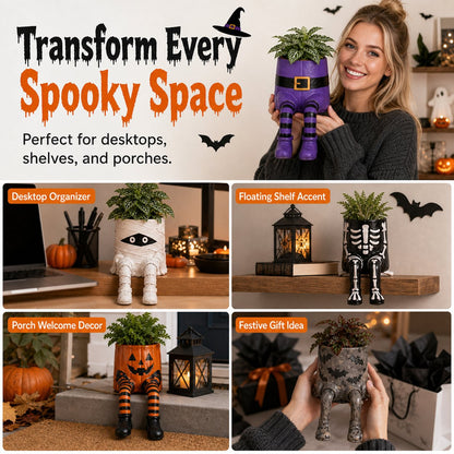 💀🎃Halloween Whimsical Hanging Leg Planter Hand-Painted Resin Succulent Pot💐(📦Buy 3 Free Shipping)