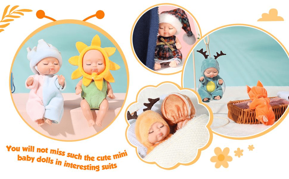 🐰 Funny Baby Pose & Play Dolls – Bend, Dress & Smile! 👶✨6-Piece Poseable Tiny Dolls with Removable Costumes