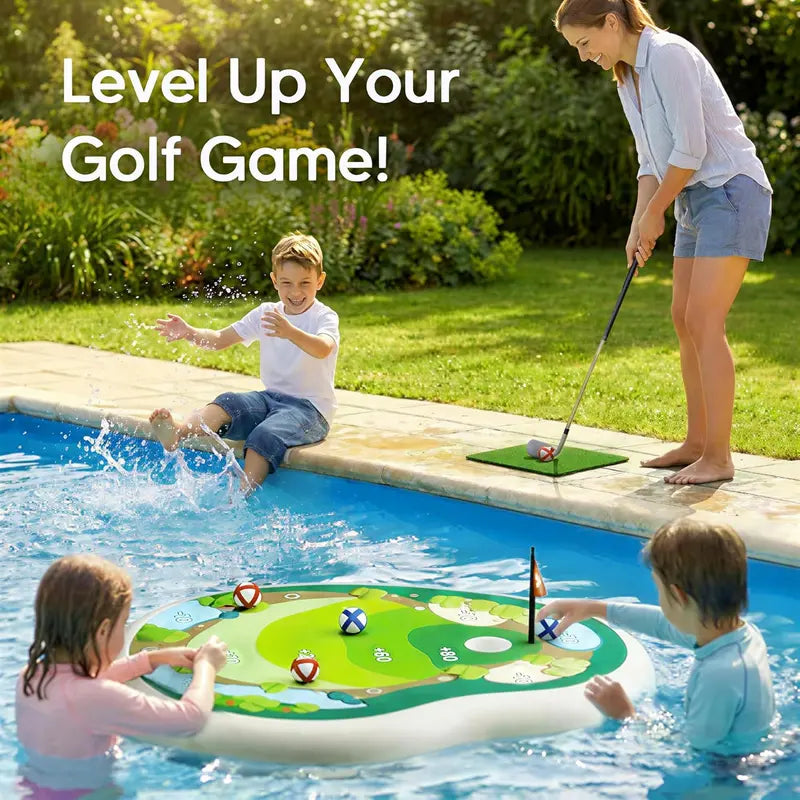 🏌️Inflatable Golf Pool Toys, Fun Swimming Pool Game, Floating Water Chipping Green W/Sticky Balls