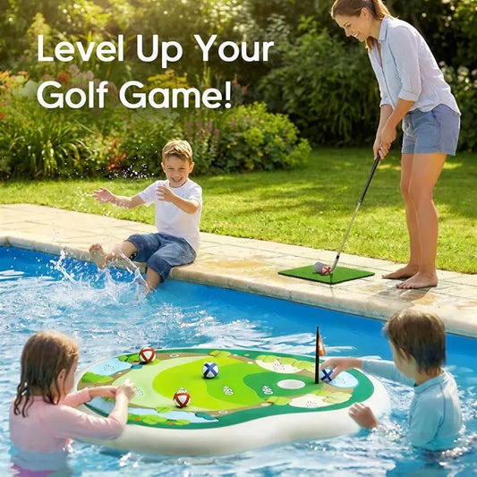 🏌️Inflatable Golf Pool Toys, Fun Swimming Pool Game, Floating Water Chipping Green W/Sticky Balls