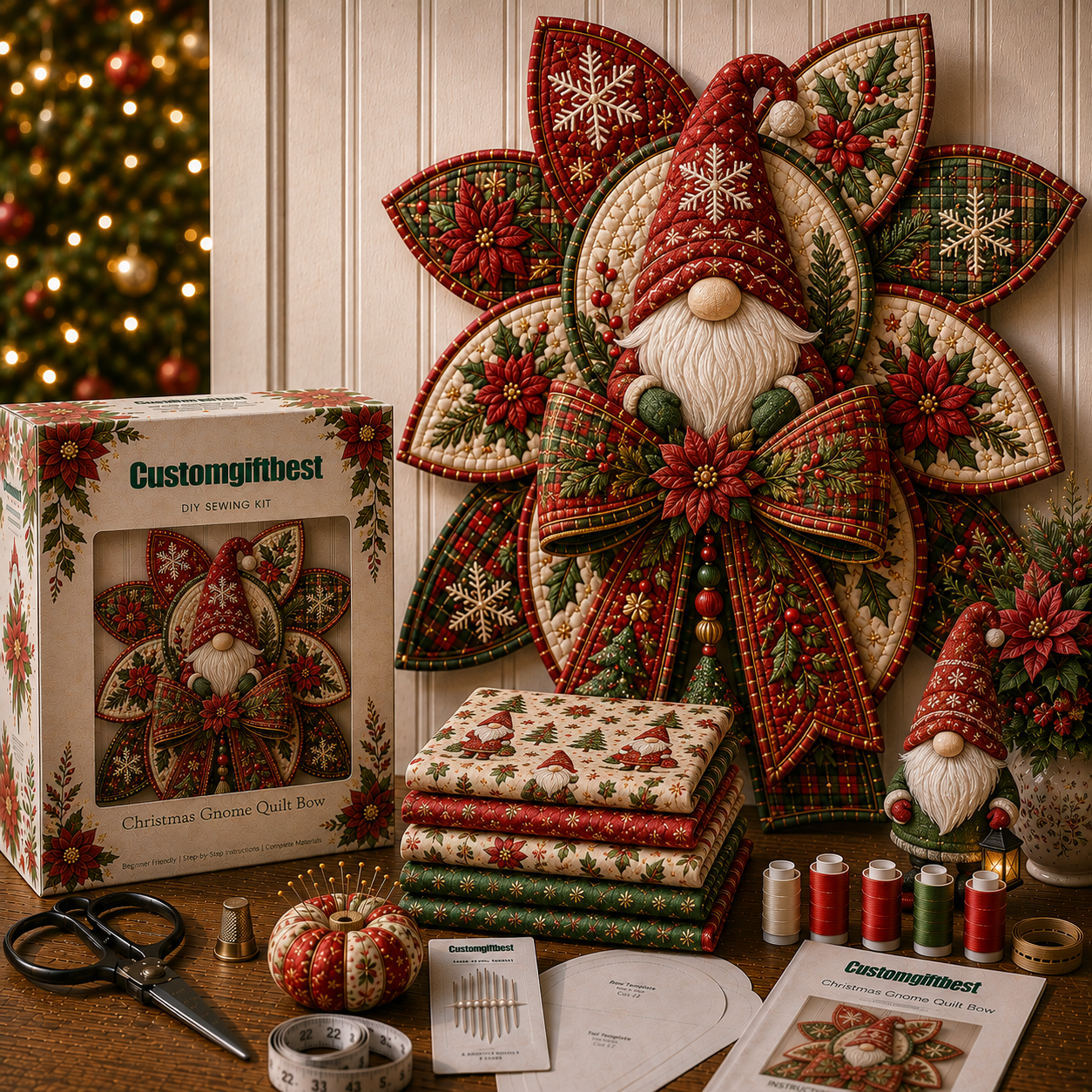 Christmas Quilt Bow DIY Sewing Kit