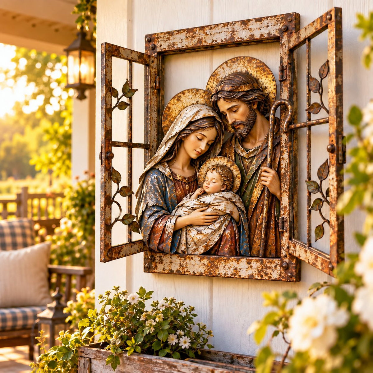 Holy Family Window-Style Wall Decor
