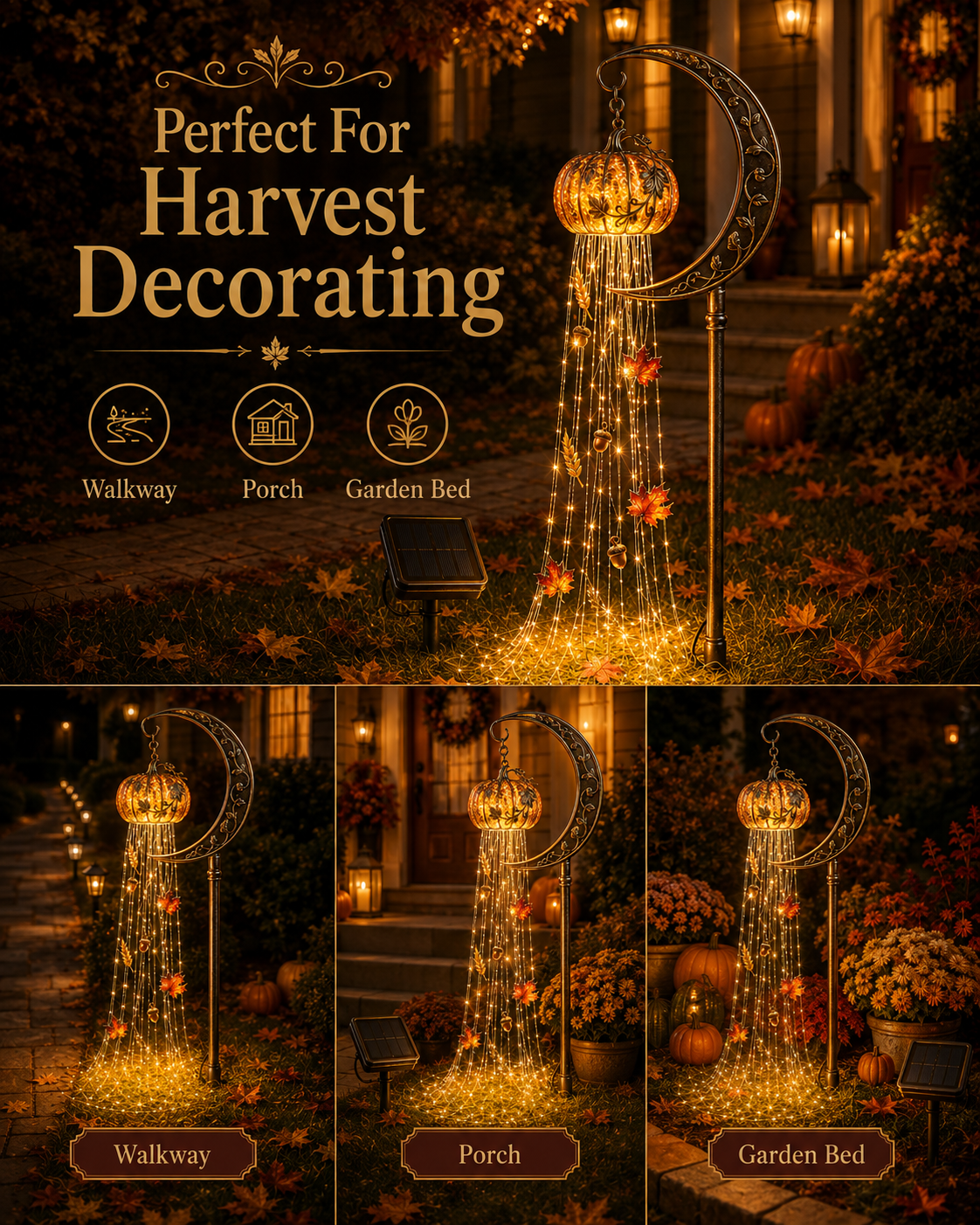 🎃 Harvest Moon Pumpkin Glow™ Solar Cascade Yard Light