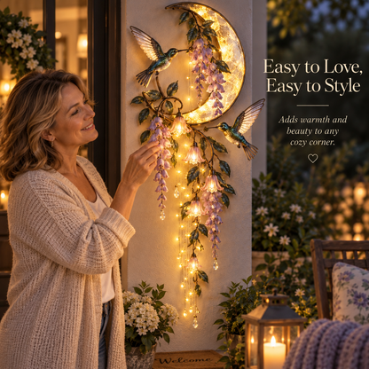 🐦🌸 Hummingbird Moonlight Cascade™ – Lighted Wisteria Wall Decor