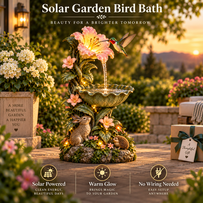 🐦✨ Hummingbird Blossom Glow™ – Solar Bird Bath Fountain & Lighted Garden