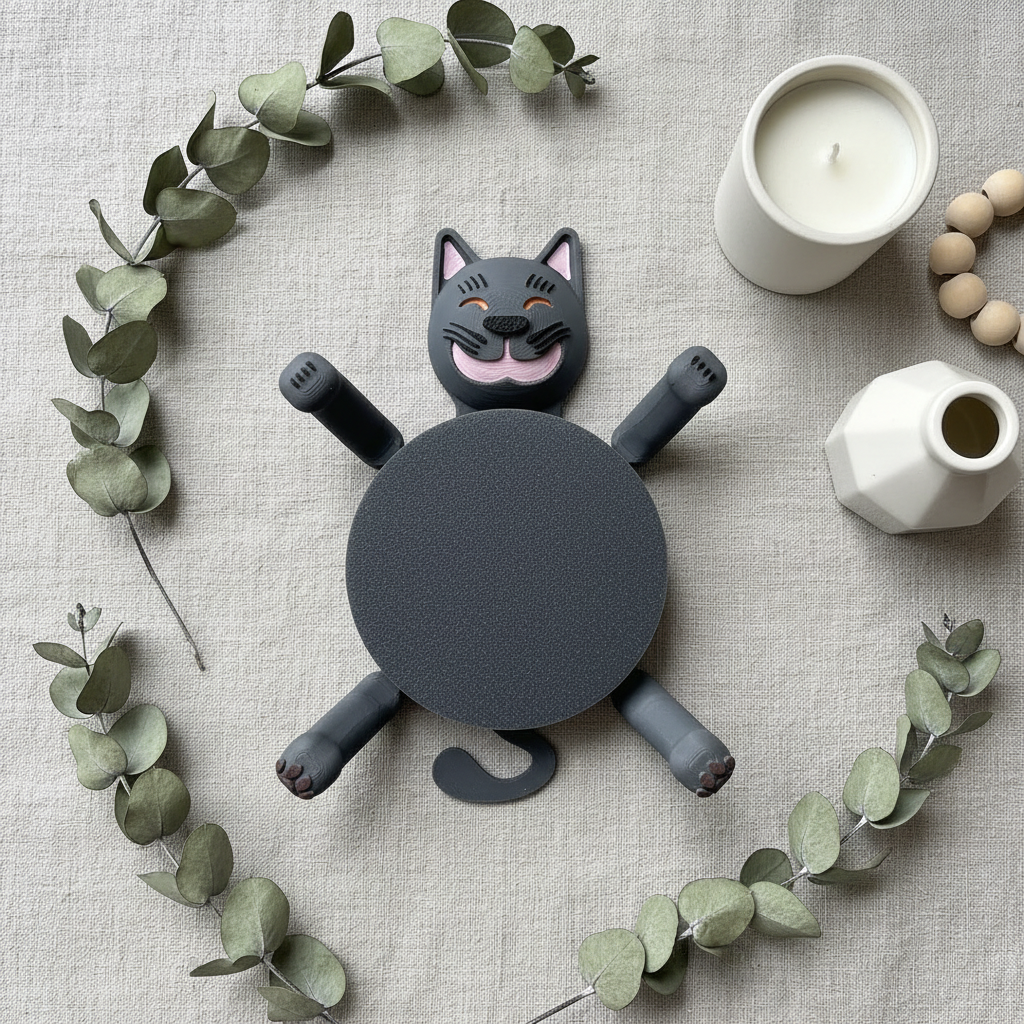 Dark Grey Cat Coaster - Scandinavian Flatlay