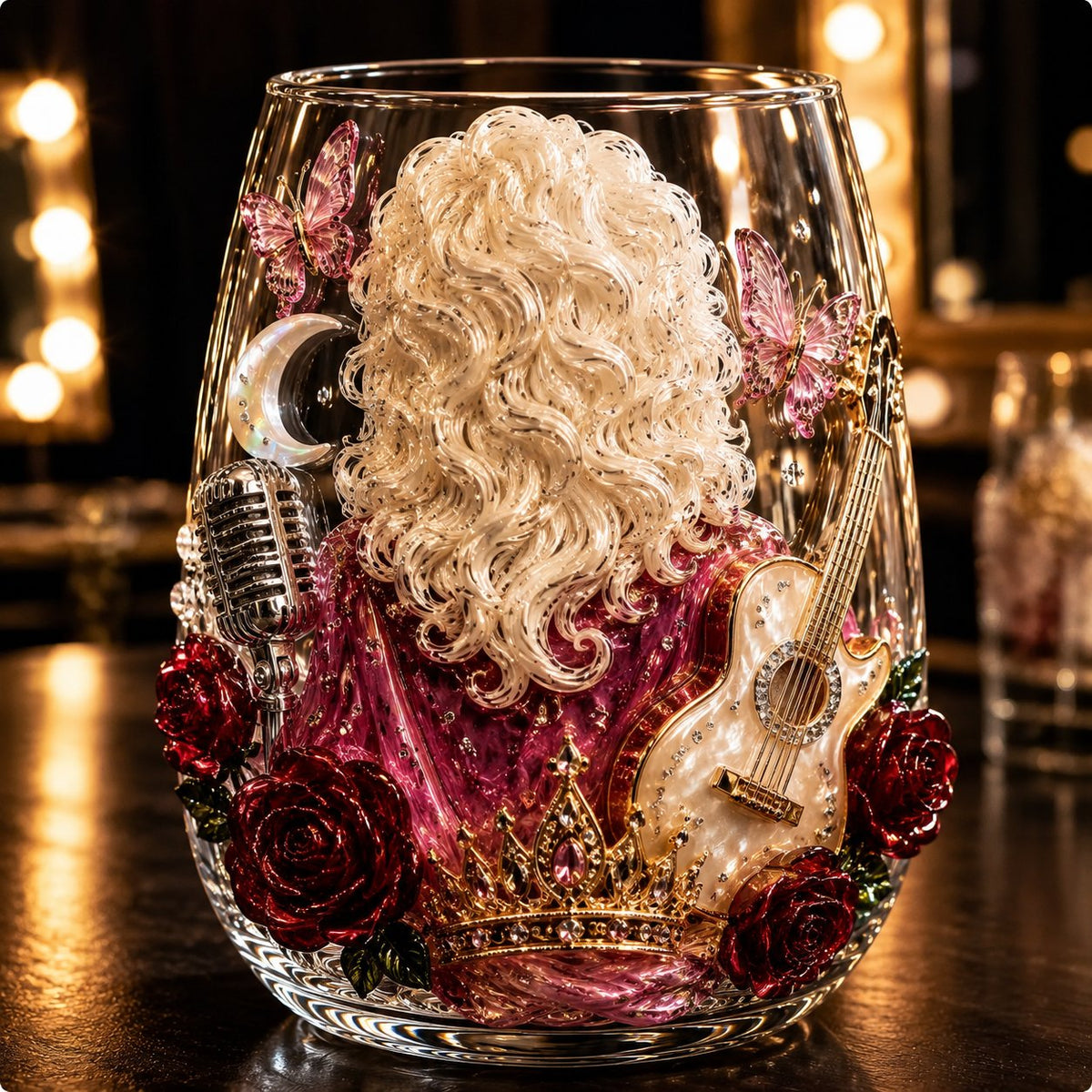 🤠 Queen of Country 1946–2026 3D Glass Collection | 8 Dolly-Inspired Country Designs with Raised Guitars, Butterflies, Boots, Florals & Vintage Music Details 🎸✨