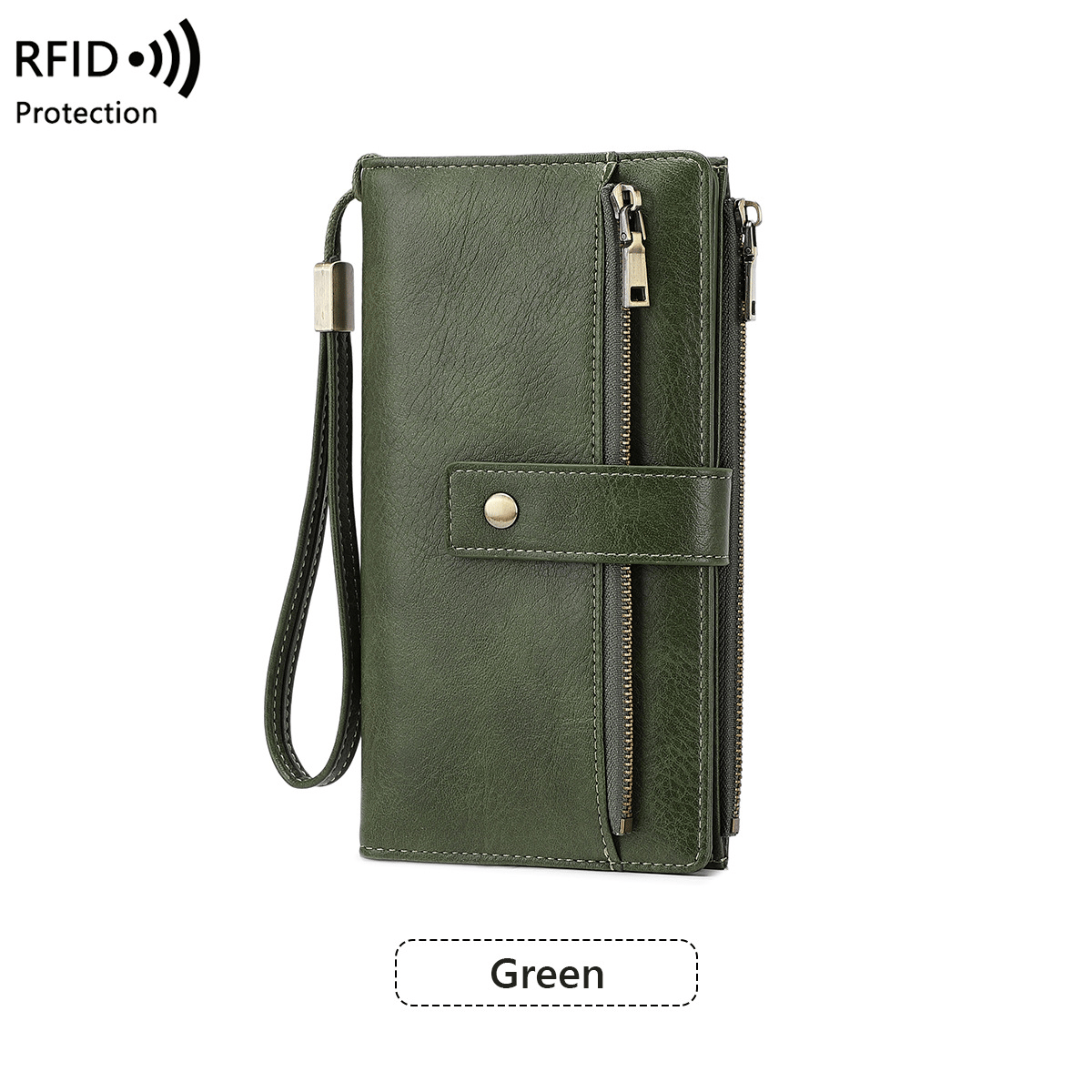 🔥Last Day 49% OFF-Women's long wallet, stylish clutch, elegant solid color RFID blocking leather wallet