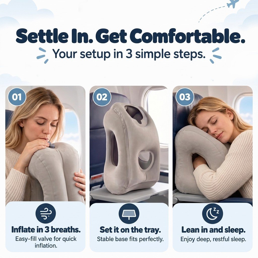 ✈️ Inflatable Travel Pillow – Full Upper Body Support for Comfortable Rest