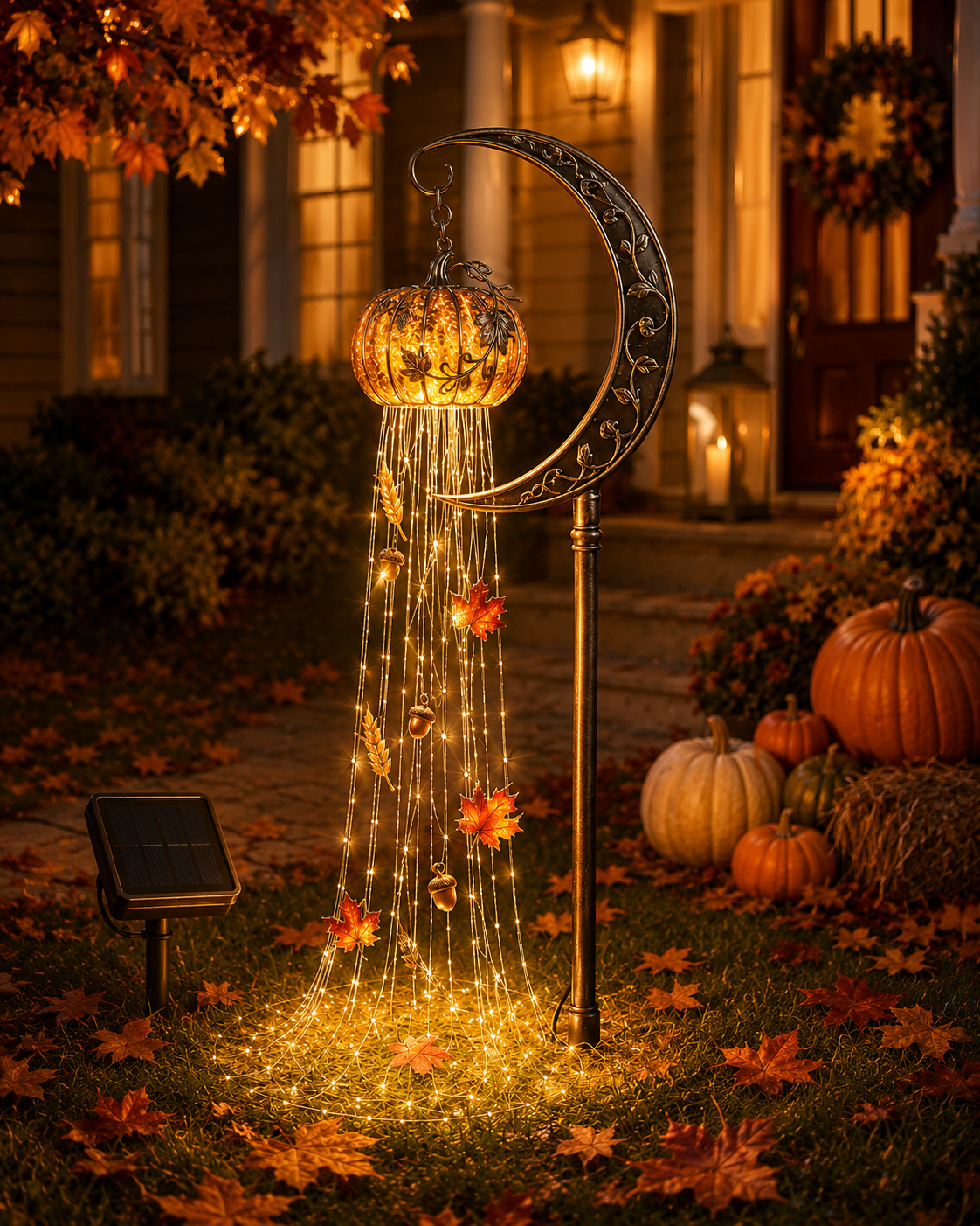 🎃 Harvest Moon Pumpkin Glow™ Solar Cascade Yard Light