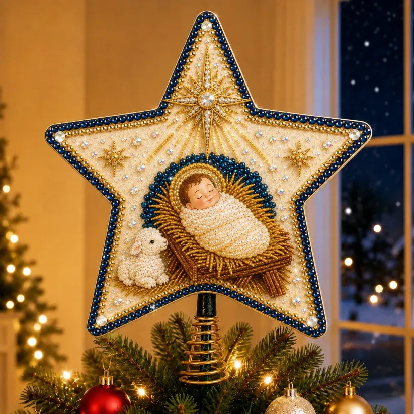 🔥LAST DAY 50% OFF - ⭐ Christian Faith Pearl Diamond Art Christmas Tree Topper Kit