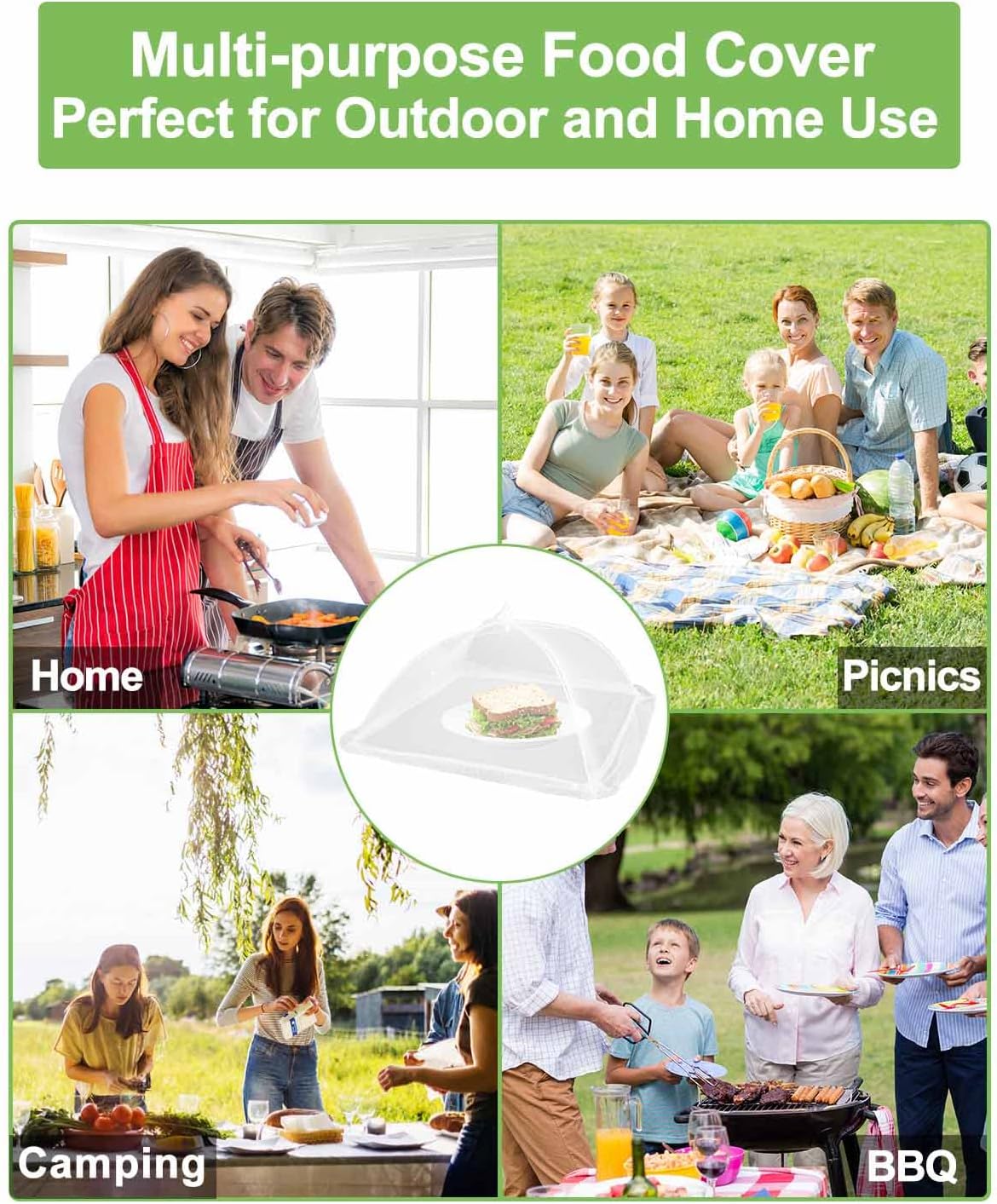 Large Food Cover,17"x17",White Nylon Covers,Pop-Up Umbrella Screen Tents,Patio Net for Outdoor Camping, Picnics, Parties,BBQ,Collapsible and Reusable