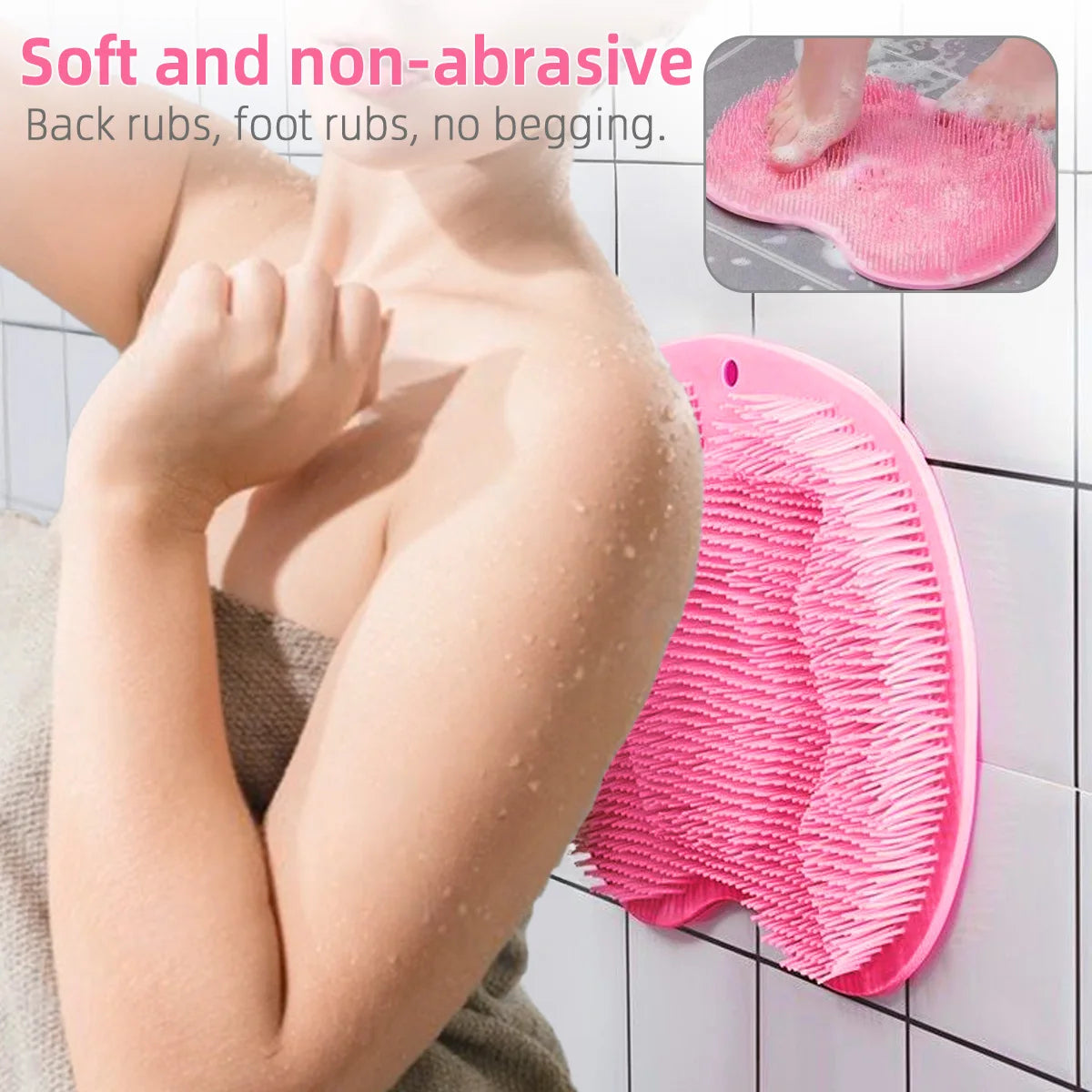 🔥LAST DAY 50% OFF🫧Silicone Shower Foot Scrubber Mat with Wall