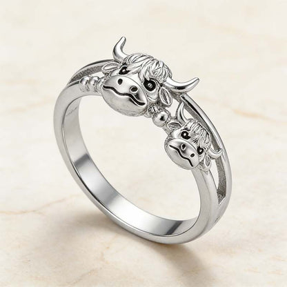 🔥LAST DAY 70% OFF 💕 ✨ Handcrafted Highland Cow Adjustable Ring