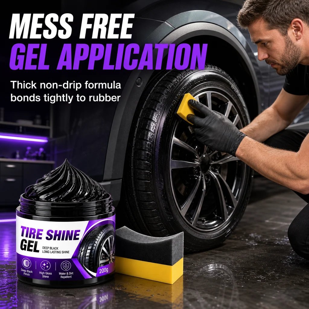 ✨🔥Car Tire Shine Gel  Restoration Paste and Rubber Parts Blackening Coating Wax