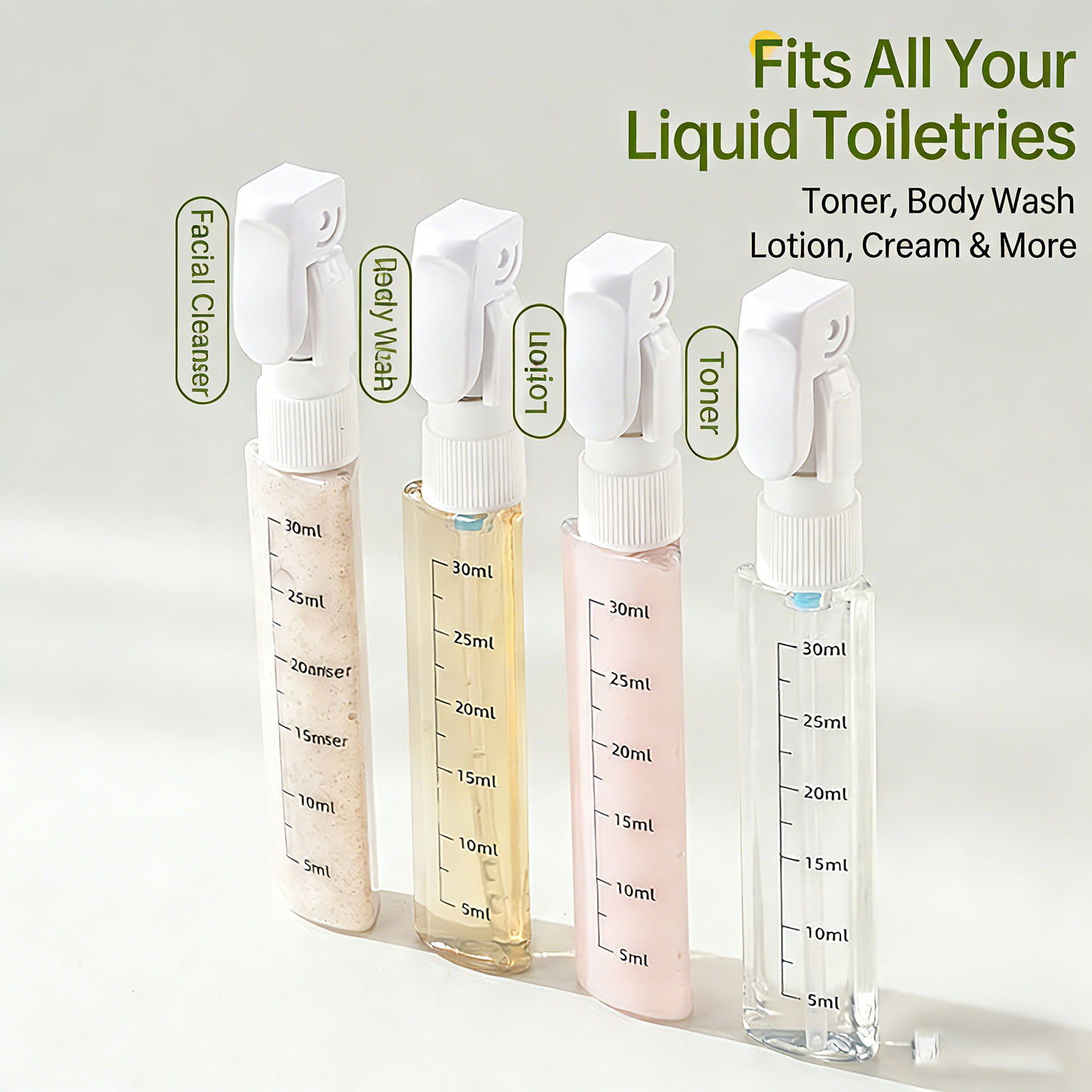 4-in-1 auslaufsicheres, drehbares Reisedispenser-Set