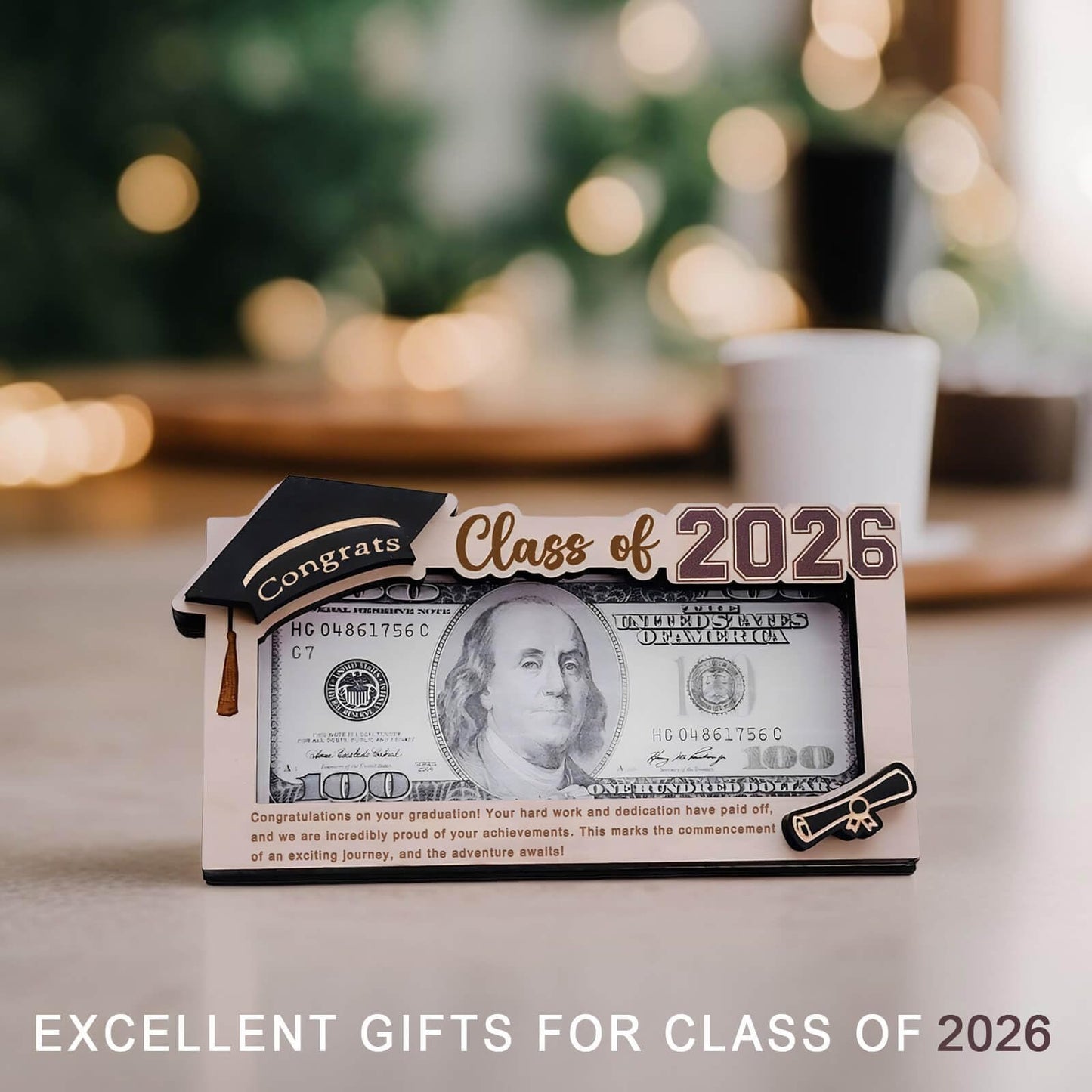 🎓Class of 2026 Graduation Wooden Money Holder for Cash & Gift Cards 🎁