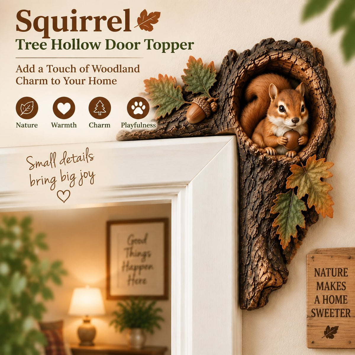 ⏰LAST DAY 50% OFF 🐿️ 3D Chipmunk Tree Hollow Door Topper | Woodland Animal Doorway Decor For Cozy Nature Homes