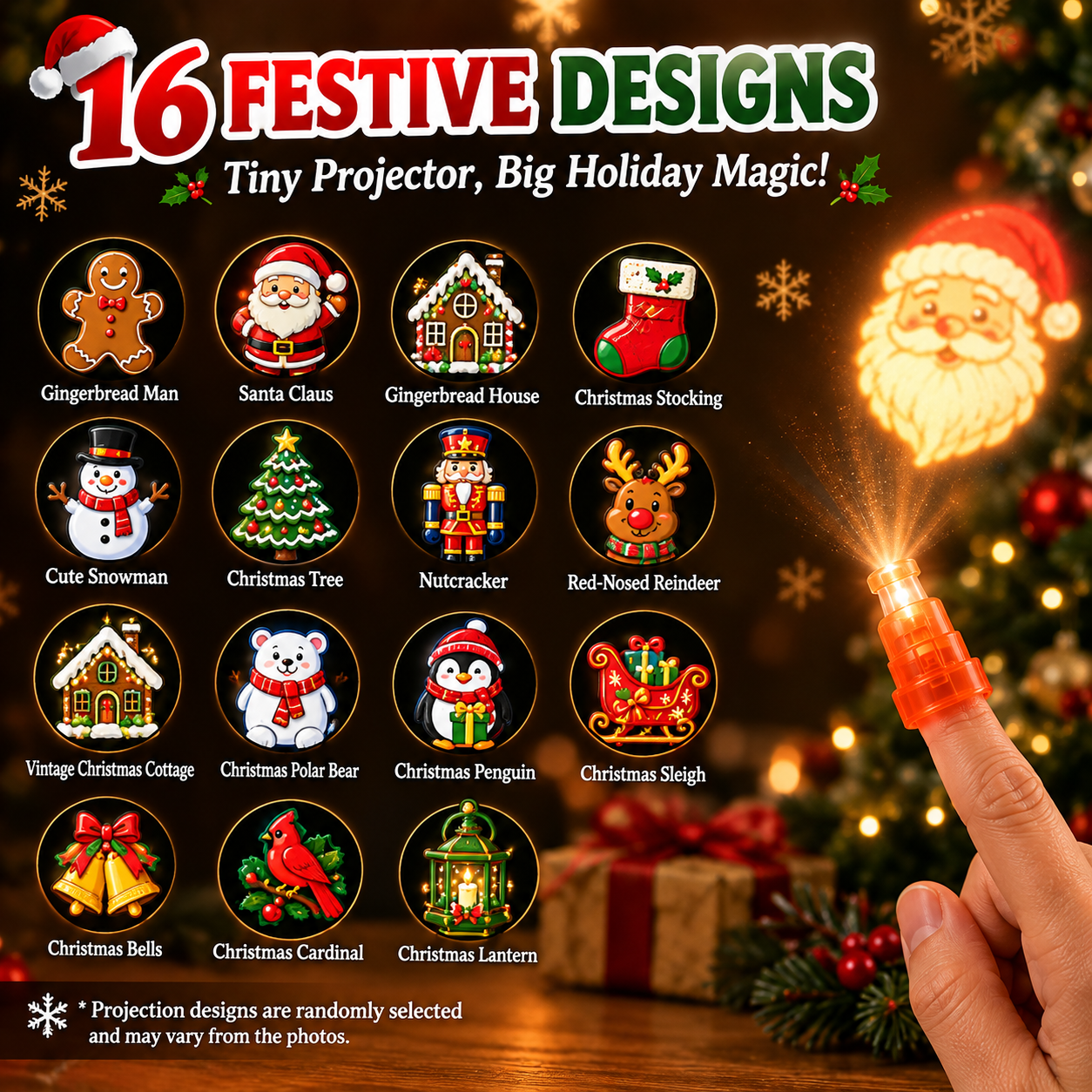 🎁Christmas Finger Projector Lights – Mini Pattern Projector🎄