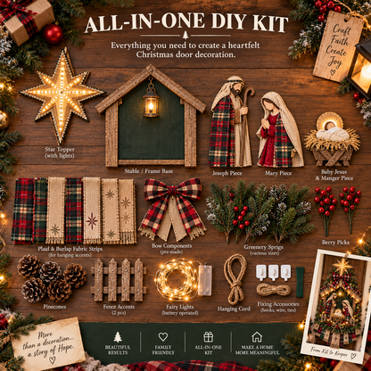 ⏳ Last Day 50% OFF – DIY Lighted Christmas Nativity Scene Door Hanging Kit 🎄