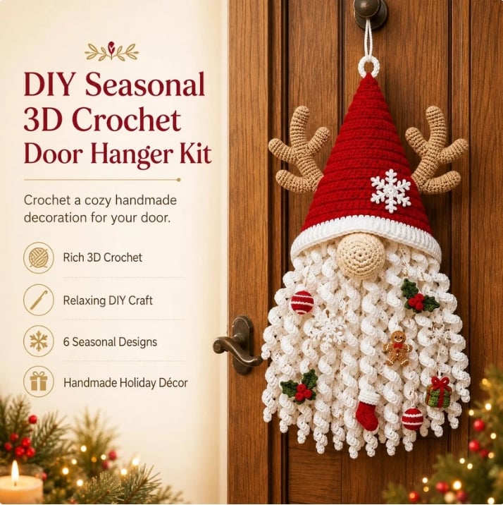 🧶 DIY Seasonal 3D Crochet Door Hanger Kit Collection | Coordinated Yarn, Filling, Accessories & Step-by-Step Instructions Included 💕