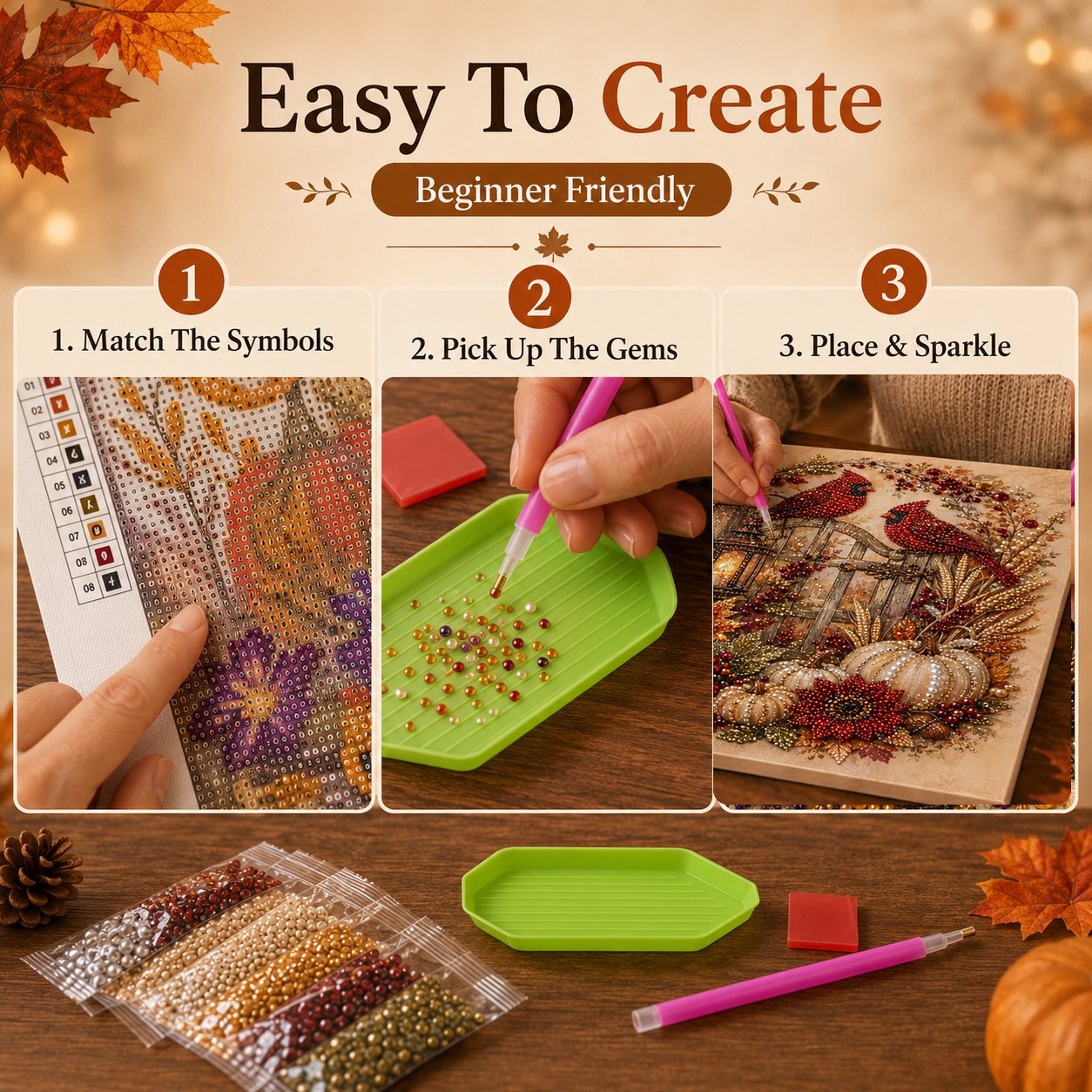 🍂 LAST DAY 49% OFF – Premium 3D Pearl Autumn & Thanksgiving Diamond Painting Art Kit | Luxury Flocked Canvas with Scratch-Resistant Non-Fading Pearl Beads DIY Fall Harvest Decor 🍁🦃💎