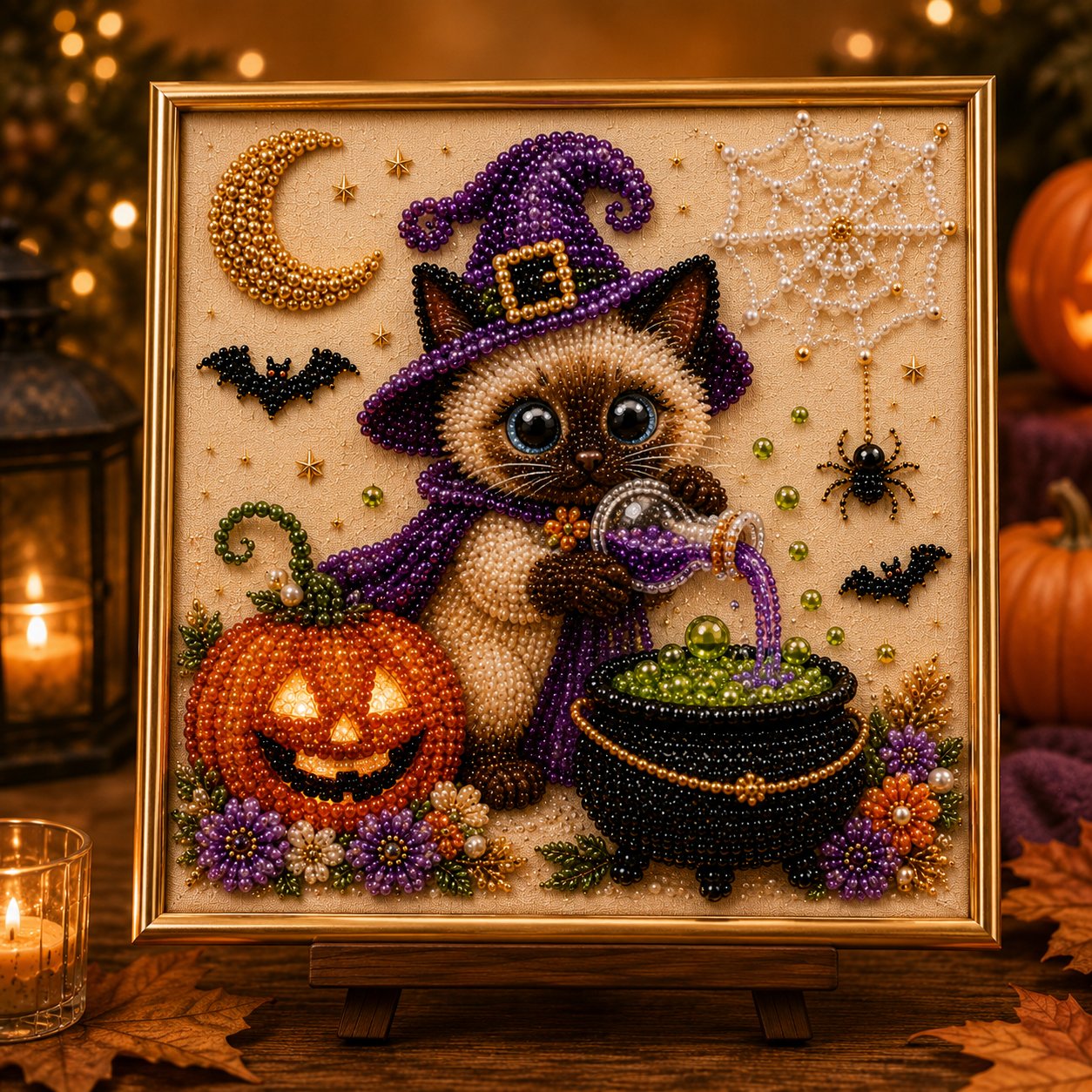 DIY Halloween Cat Pearl Bead Painting Kit 🐈‍⬛🎃