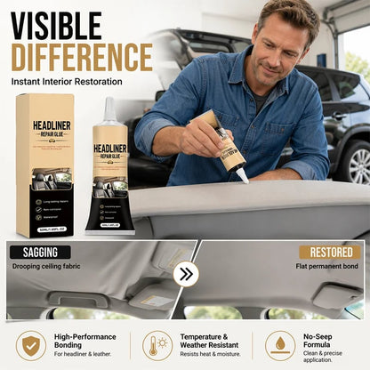 🎉49K+ Sold 🚗 Waterproof Car Headliner Repair Glue, High Strength Adhesive for Sagging Car Ceiling & Interior