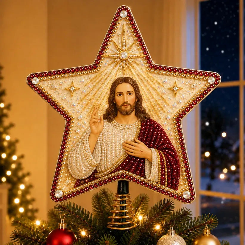 🔥LAST DAY 50% OFF - ⭐ Christian Faith Pearl Diamond Art Christmas Tree Topper Kit
