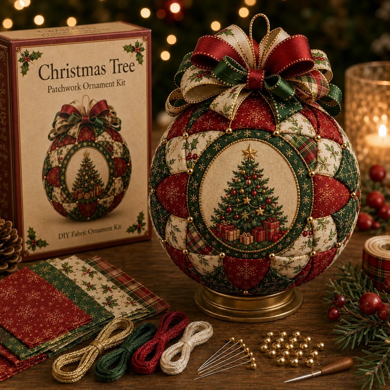 💥 LAST DAY 49% OFF - 🎄 Christmas Classics Patchwork Ornament DIY Kit