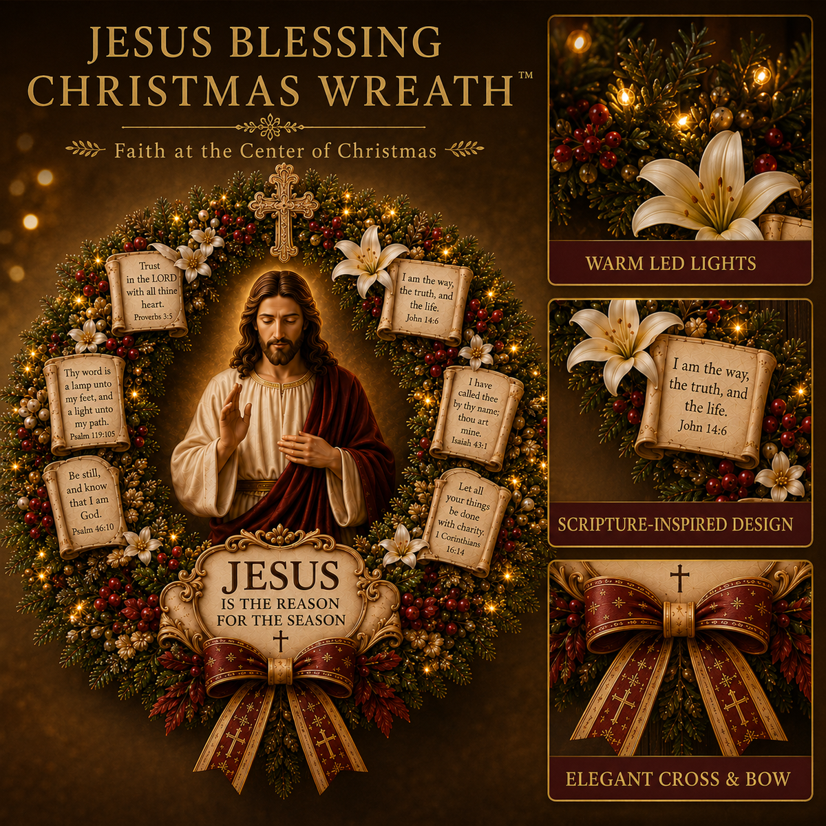 🔥Hot Sale 40% OFF✝️ Jesus Blessing Christmas Wreath