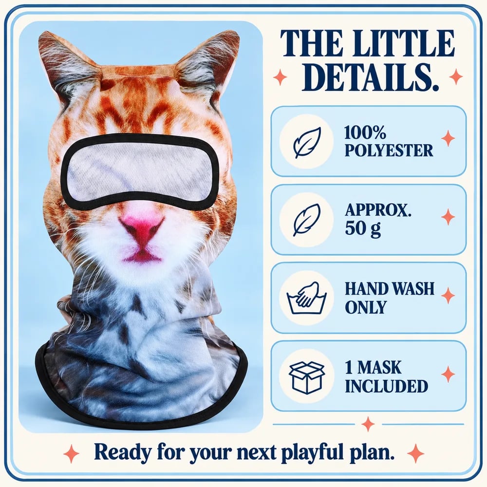 🔥🐱3D Cat Ski Balaclava Face Mask with Ears Animal Mask