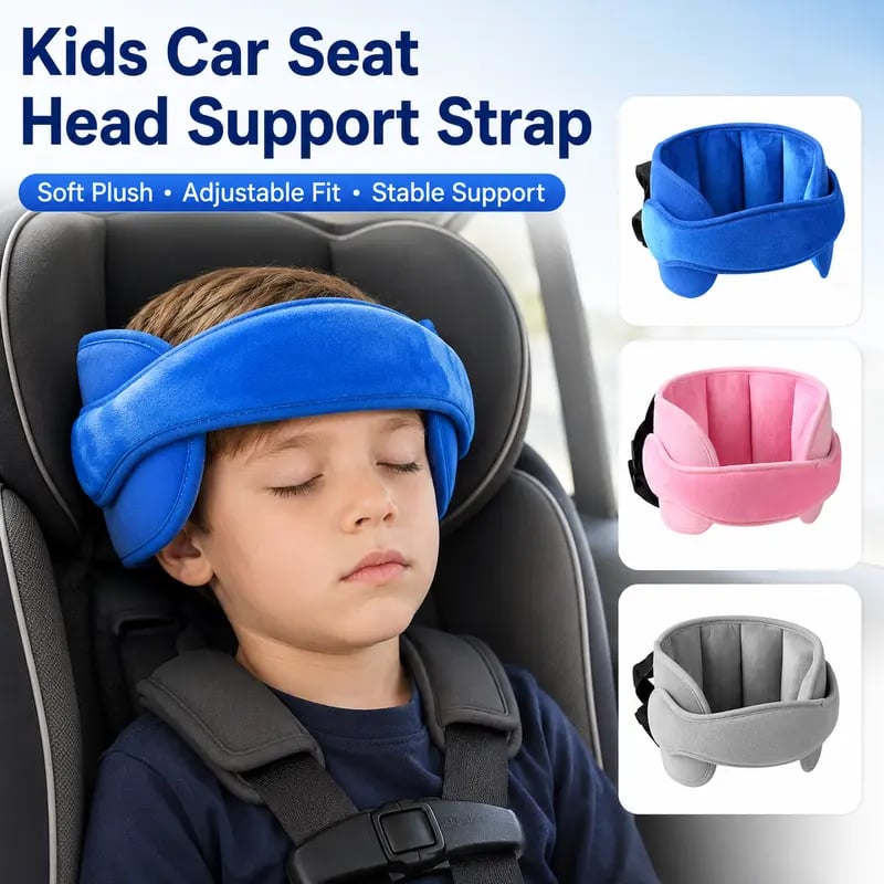 😴 Kids Car Seat Head Support Strap | Toddler Sleep Head Stabilizer for Car Travel