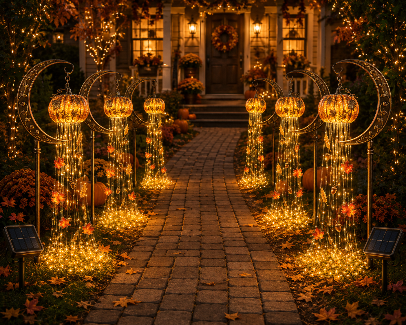 🎃 Harvest Moon Pumpkin Glow™ Solar Cascade Yard Light