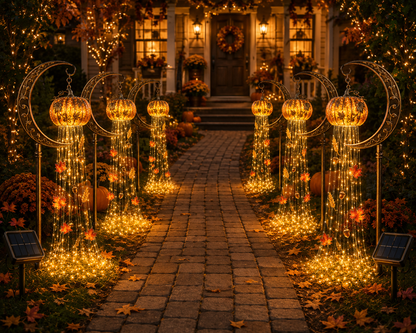 🎃 Harvest Moon Pumpkin Glow™ Solar Cascade Yard Light