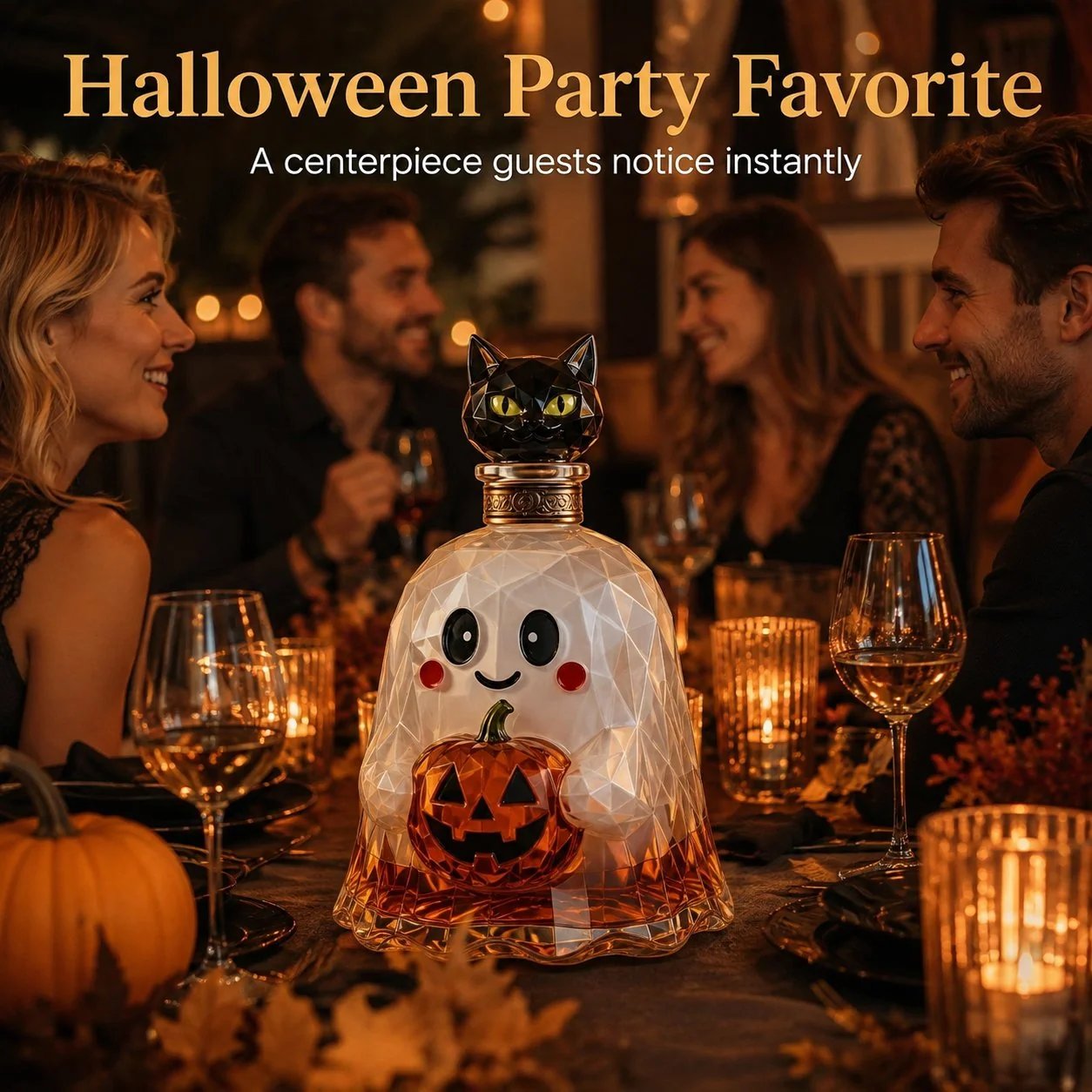 Ghost Pumpkin Halloween Decanter  🎃 🎃 Spooky Glass Whiskey Bottle
