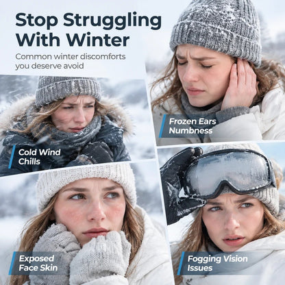 Winter Thermal Ushanka Hat with Detachable Face Mask and Goggles - 5-in-1 Windproof Cold Weather Gear