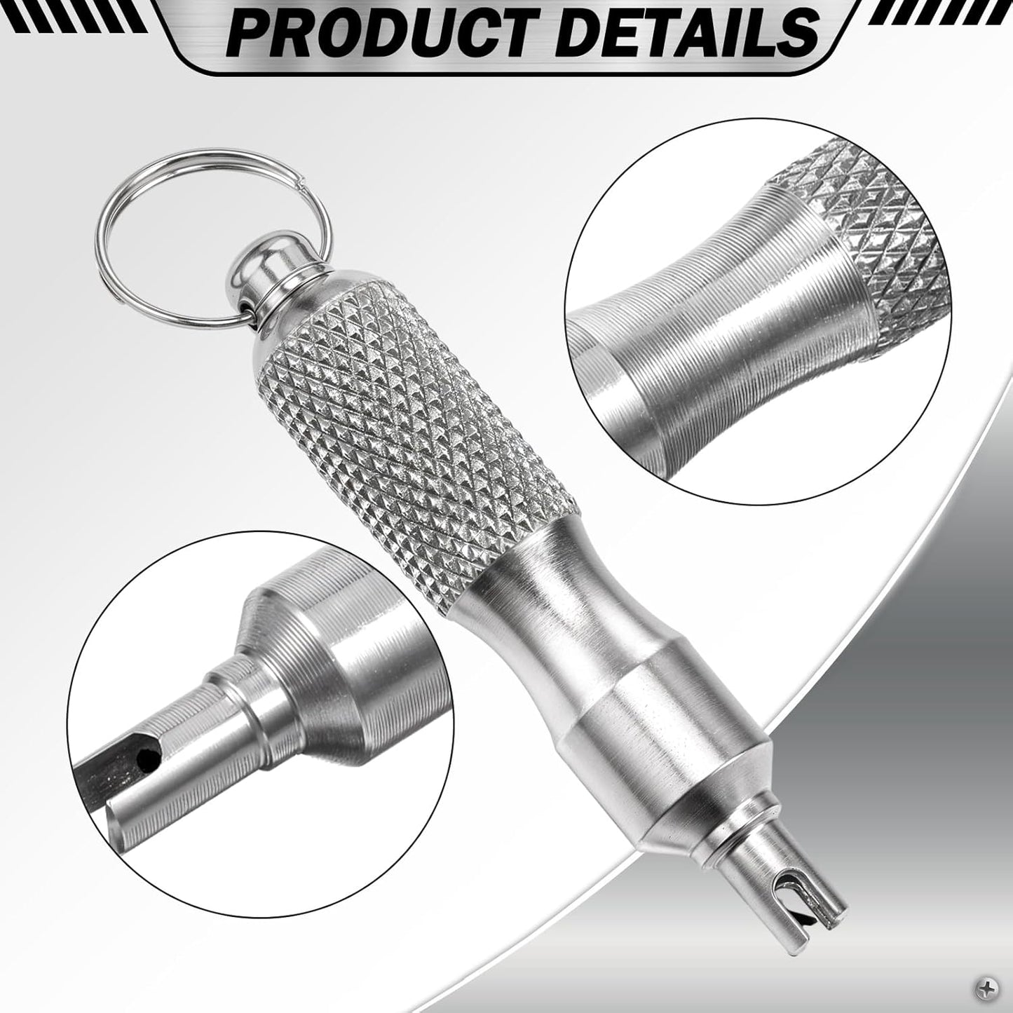 🔧 4-Pack Stainless Steel Valve Core Removal Tool | Portable Keychain Tire Repair Kit