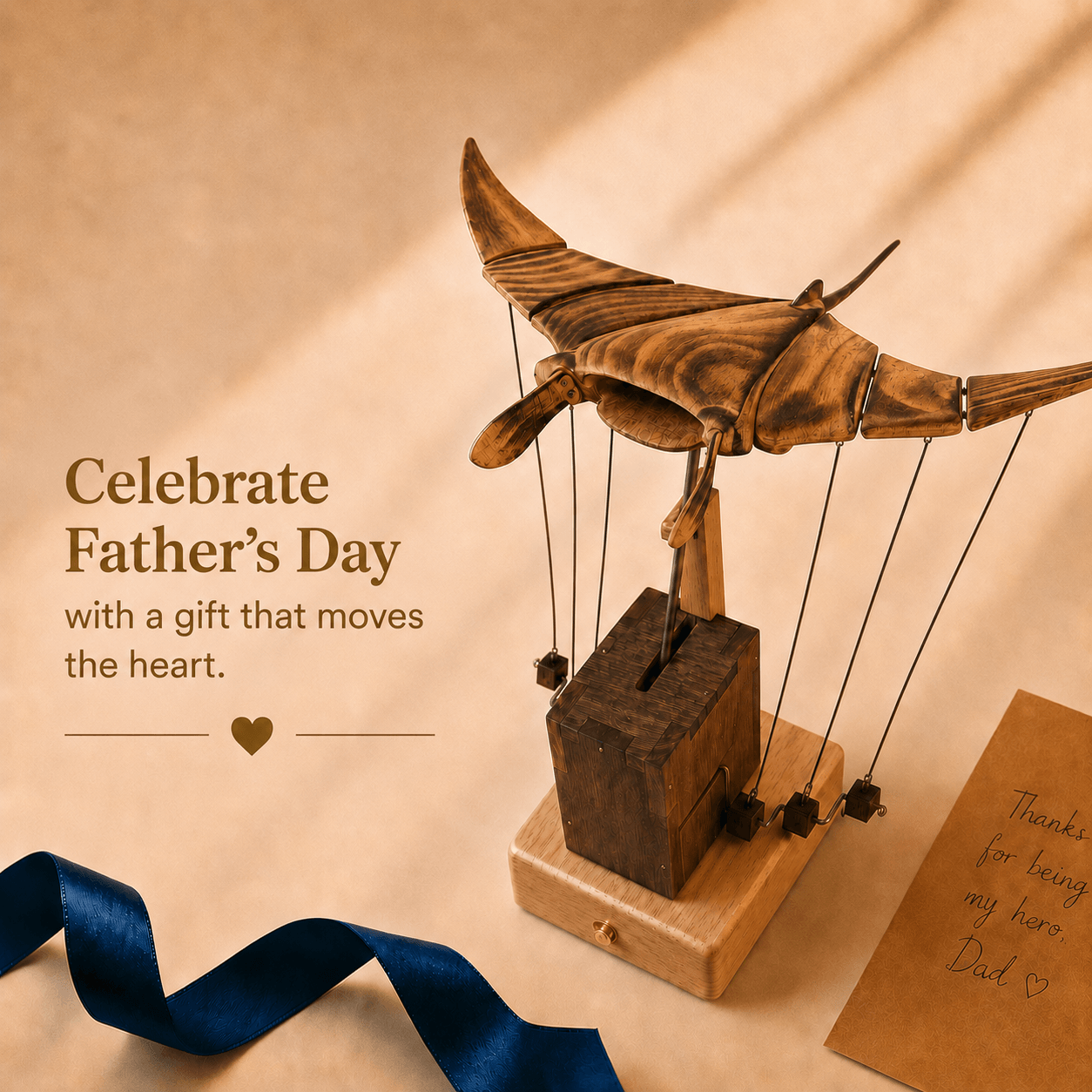 Inexcepted  Wooden Manta Ray — The Gift Dad Won’t Forget 🐦‍⬛