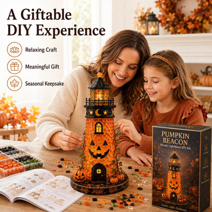 🎃 Beginner-Friendly Lighted Halloween Lighthouse DIY Kit – Sea Glass-Style Mosaic Collection