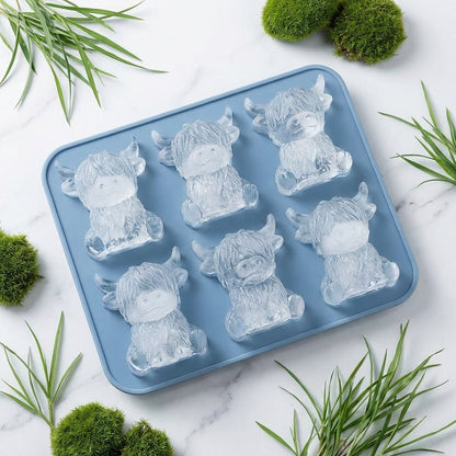 🐮🧊 Mini Highland Cow Ice Cube & Dessert Mold 🍪 Cute 3D Ice for Drinks, Parties & Gifts🎁