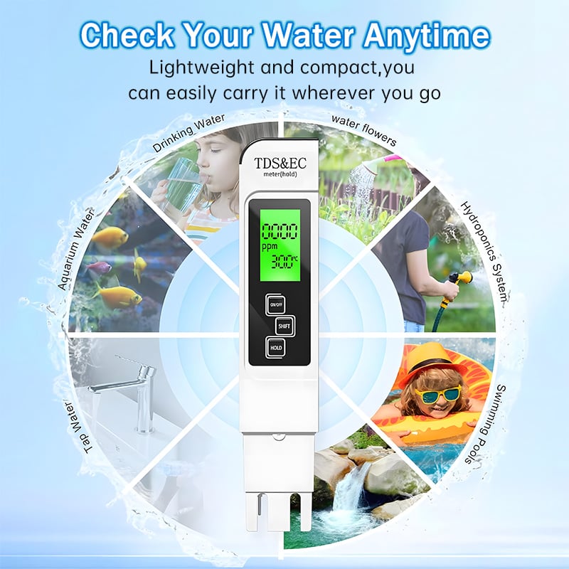 🔥Last Day 50% OFF🔥4-in-1 TDS Meter Digita Water Quality Tester 0-9990 PPM Hard Water Clarity Assurance