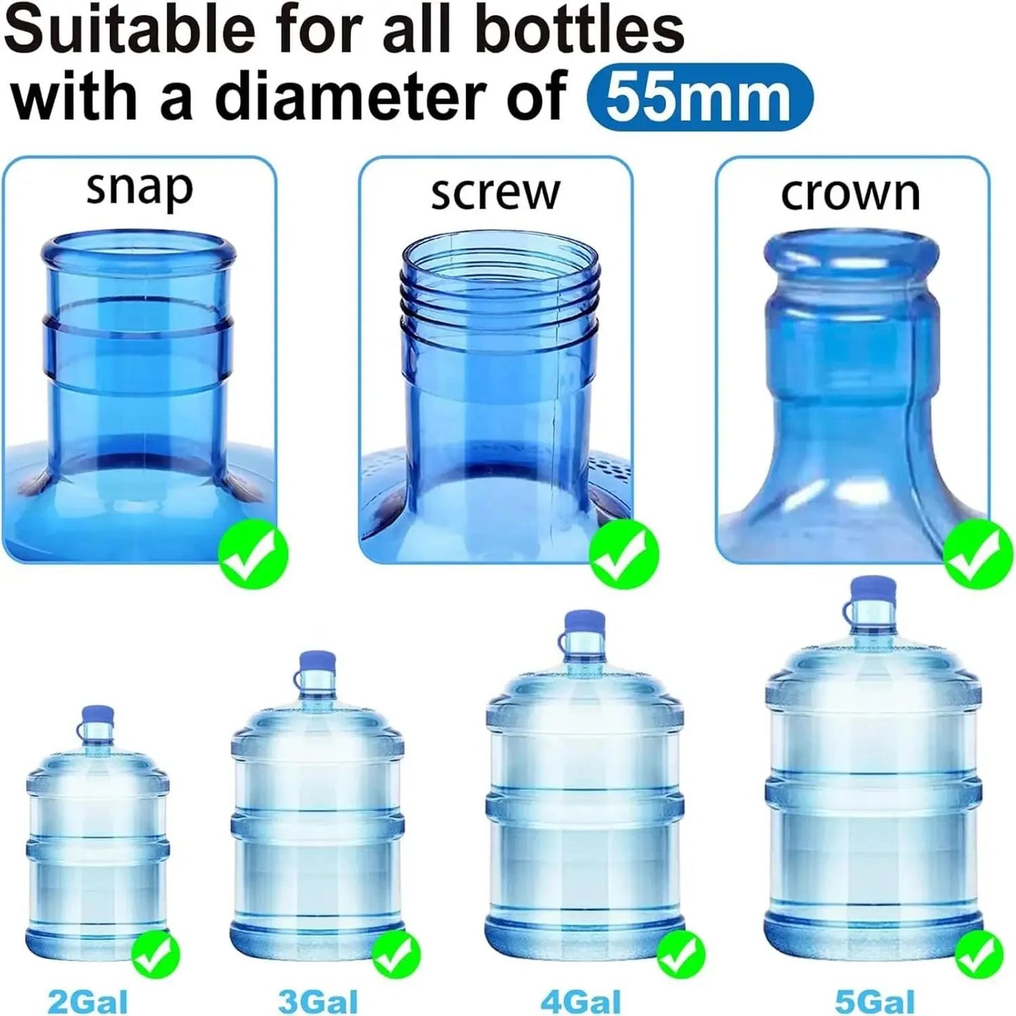 3 & 5 Gallon Water Jug Caps (5PCS) 🔒 Leak-Free, Non-Spill Replacement Lids