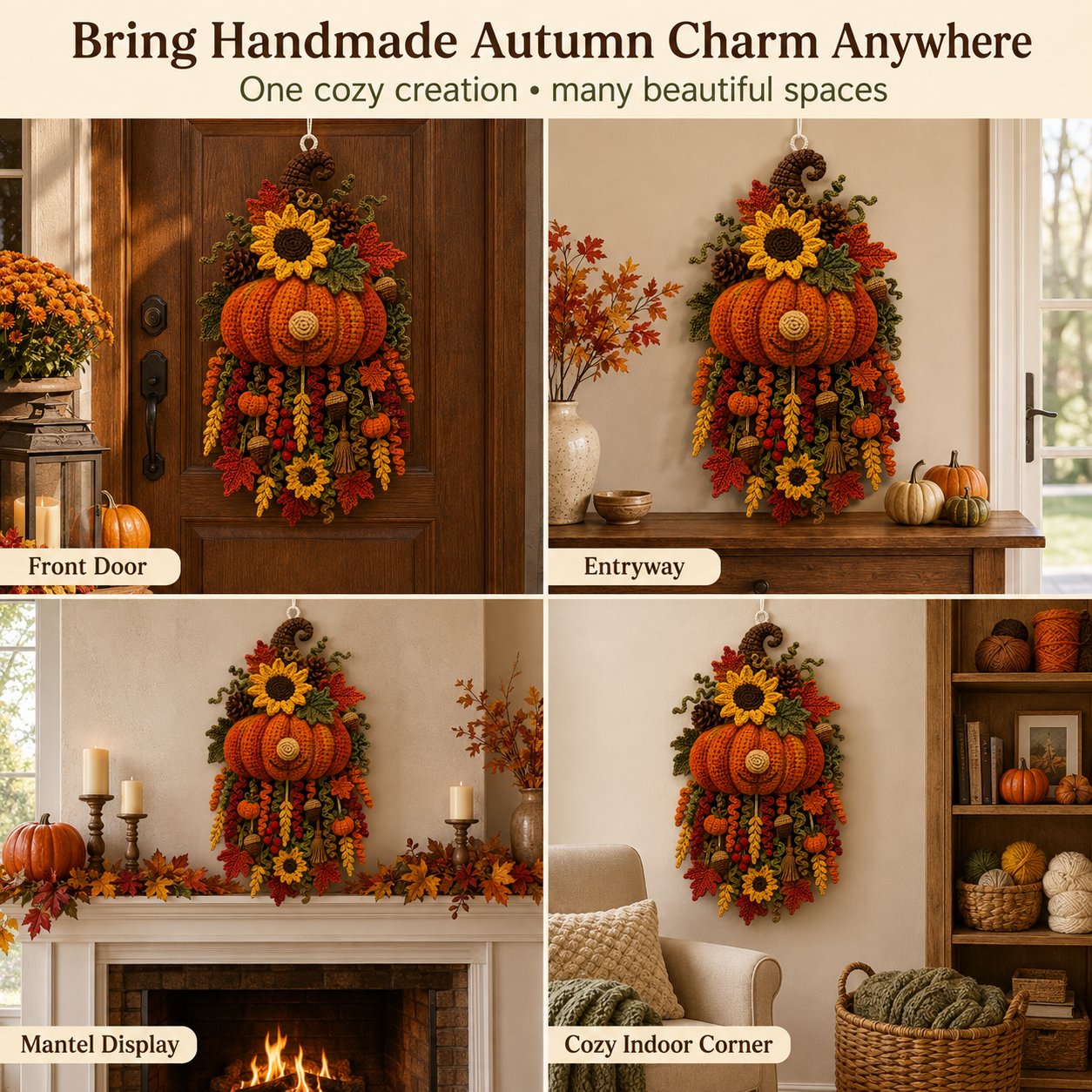 ⏳ Last Day 49% OFF – 🧶 DIY Seasonal 3D Crochet Door Hanger Kit Collection | Coordinated Yarn, Filling, Accessories & Step-by-Step Instructions Included 💕