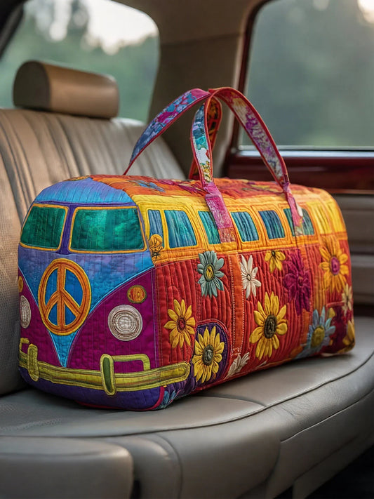 🚐🌈Hippie Van Quilted Duffle Bag