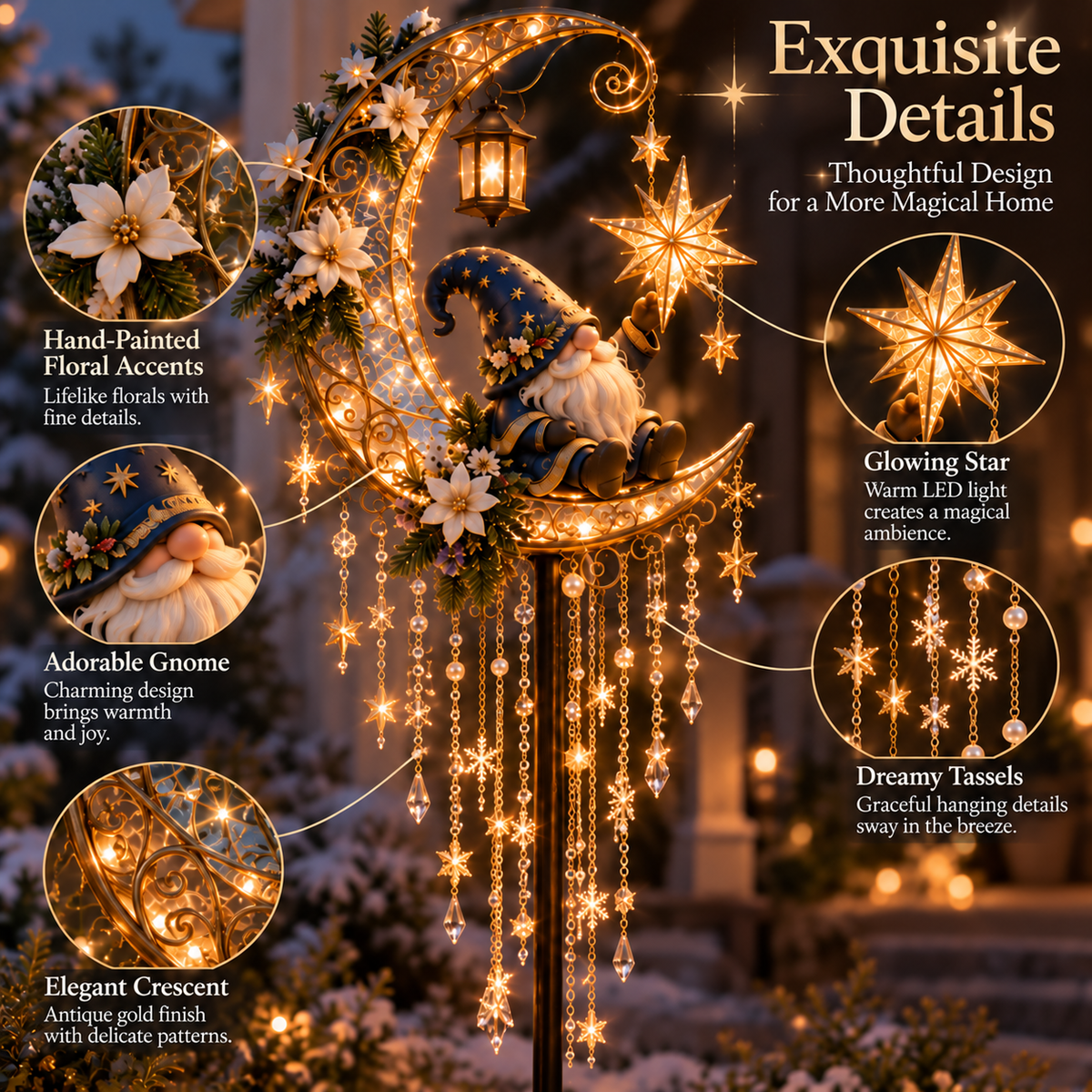 🔥 Last Day 49% OFF 🧙Gnome Moonfall Tassel Stake™ – Solar Lighted Christmas Garden Decor 🎄