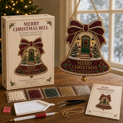 ⏳ Last Day 49% OFF – 🎄Beginner-Friendly Christmas Memories Pearl & Rhinestone DIY Kit | 6 Festive Hanging Designs with Printed Base, Pearls, Rhinestones, Tools & Hanging Chain Included 💕