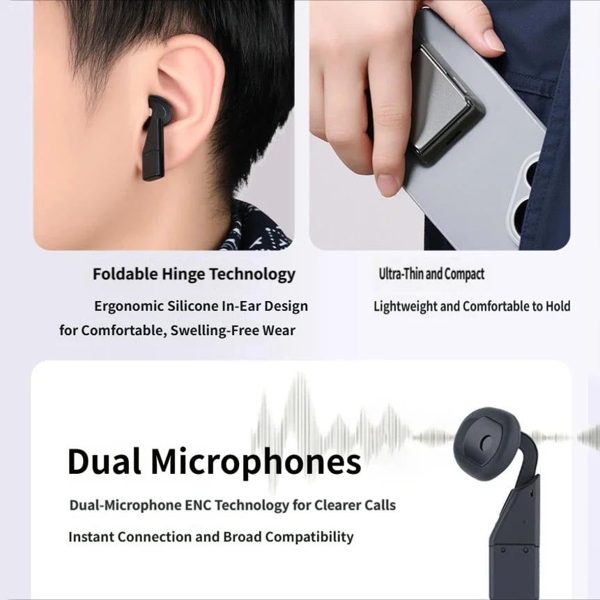 🔥Last Day 50% OFF -🎧Wireless Bluetooth Ultra-thin Foldable Earphones