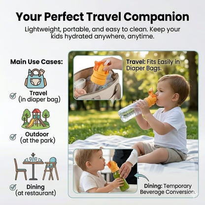1 Pack Kids Water Bottle Spout Conversion Cap with Straw
